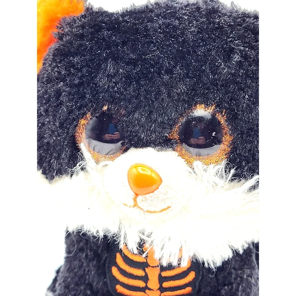 Plush Black Cat Orange Skeleton Glitter Eyes 7